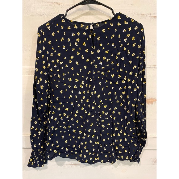 H&M Dark Blue Blouse with Yellow Flowers - Picture 2 of 2